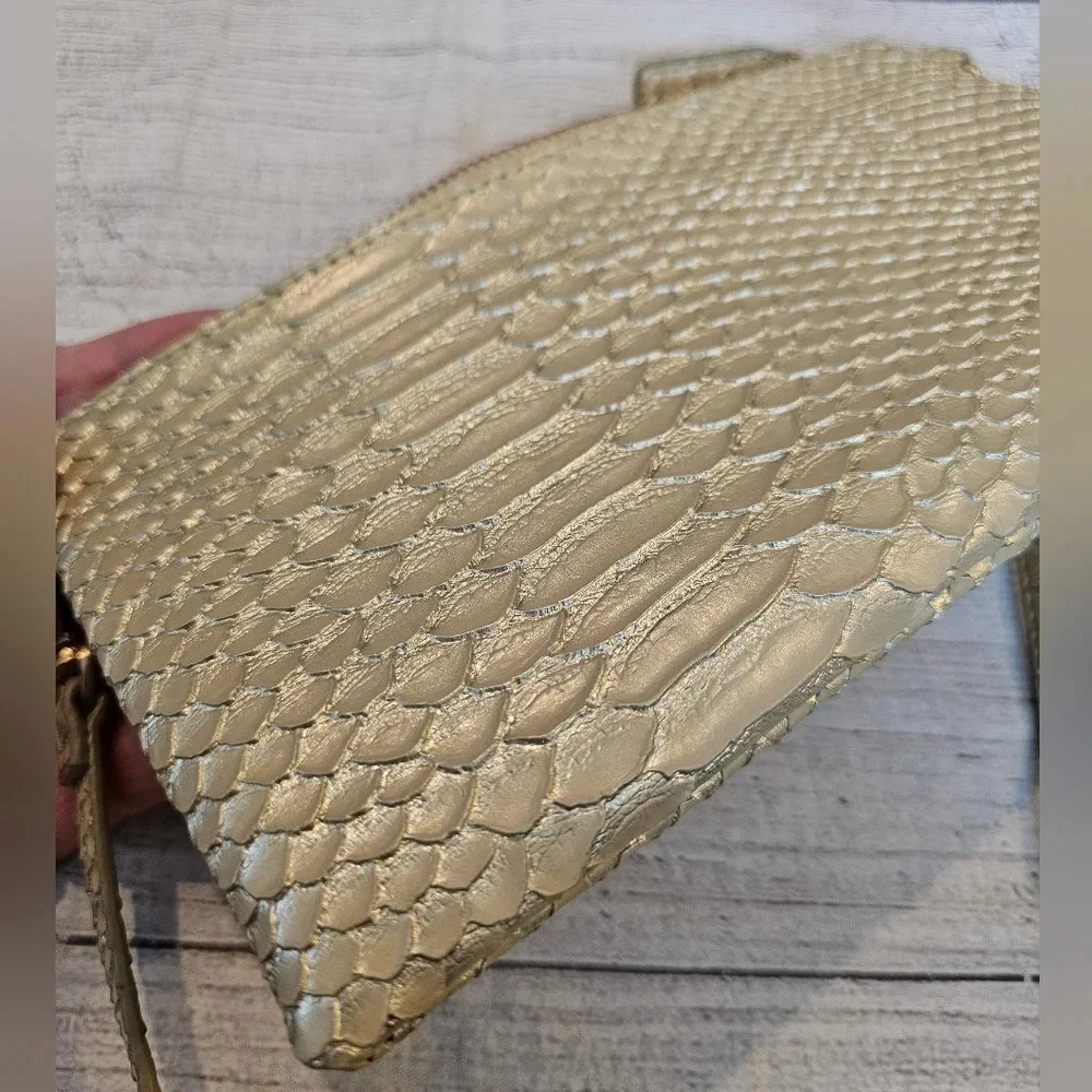 Devi Kroell For Target Gold Zip Faux Snakeskin Wristlet Mini Clutch w/ Strap
